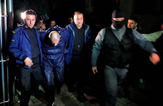 Special police bring the suspects of kidnapping and killing Vanja Gorgievska, 14, to Skopje court to have their custody prolonged