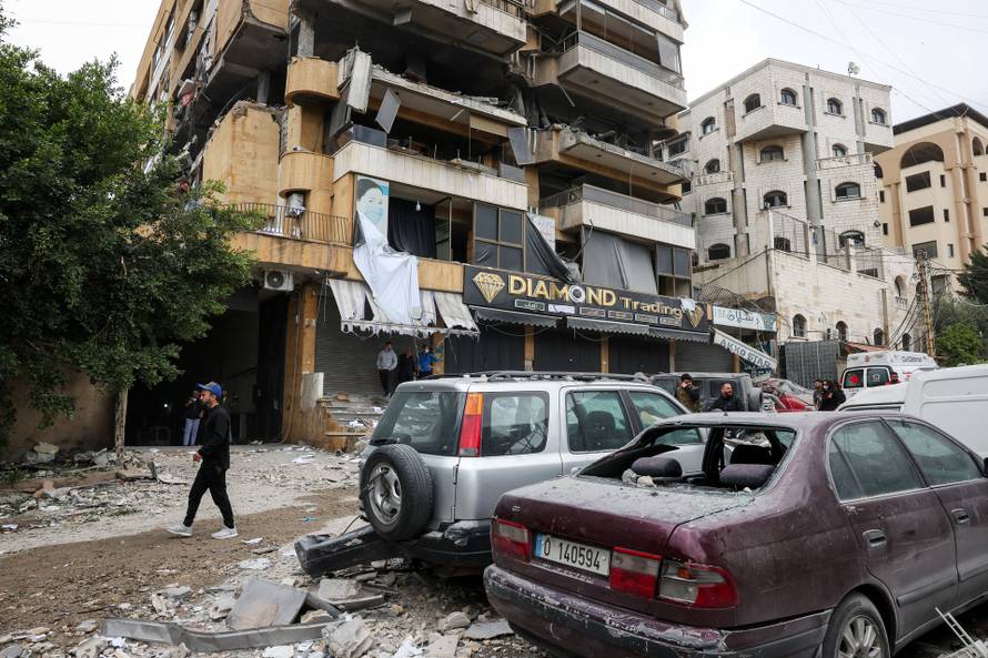 A damaged building following a targeted Israeli strike, in Beirut