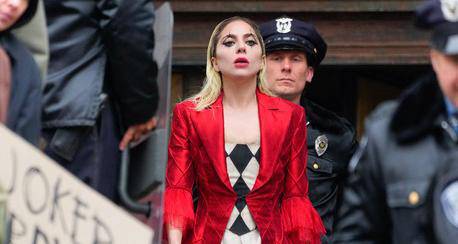 Lady Gaga on location for the first day of filming 'Joker: Foie a Deux' on March 25, 2023 in New York City.