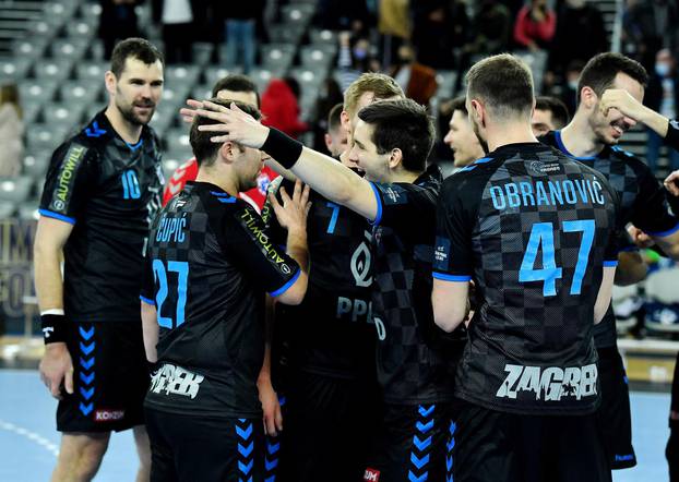 Zagreb: Slavlje PPD Zagreb nakon pobjede na Pick Szegedom u 11. kolu EHF Lige prvaka