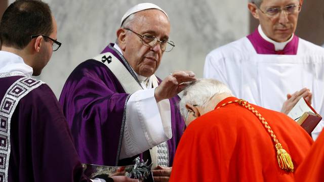 Pope Francis leads the Ash Wednesday mass in Rome