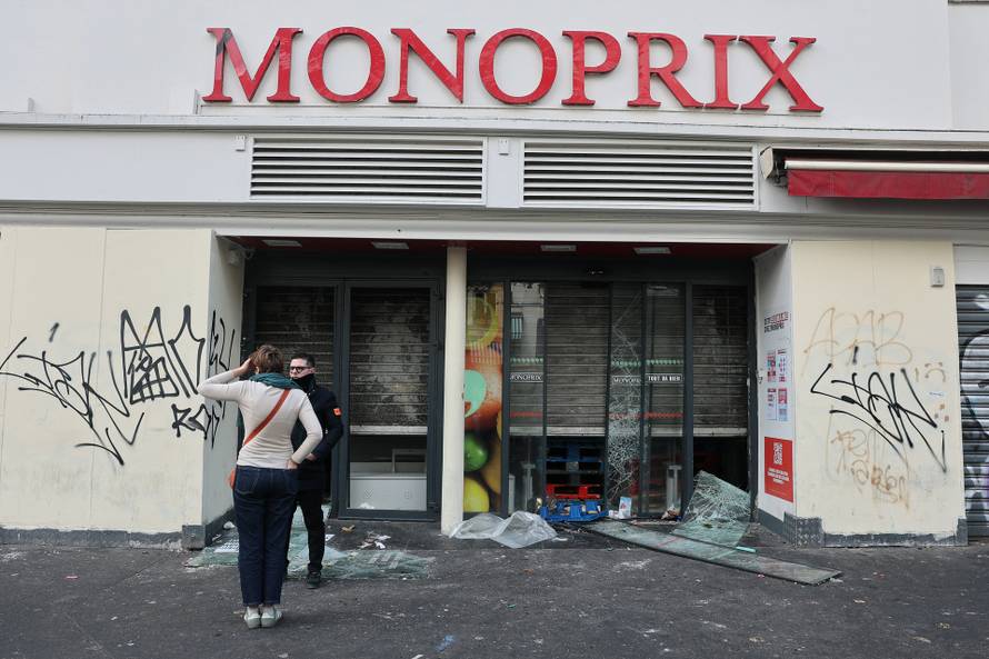 Aftermath of clashes during a national day of protests against the cost of living and rising fuel prices, in Paris