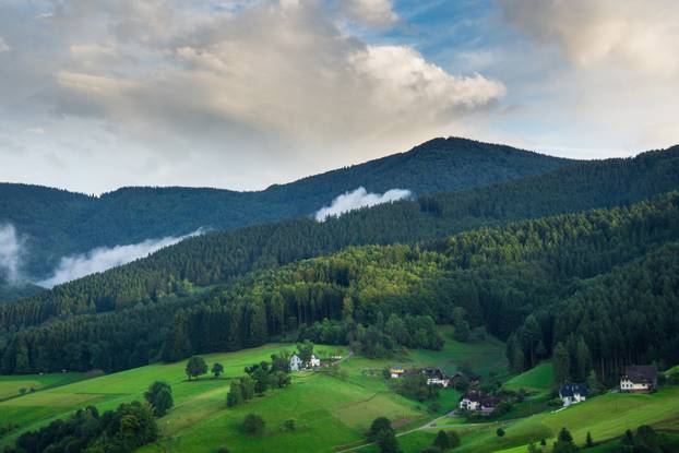 View from above in the black forest Germany near Freiburg with s