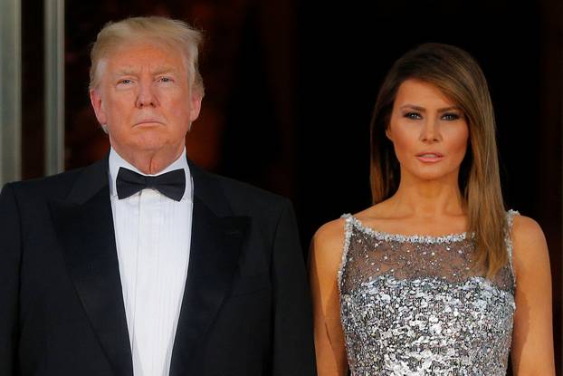 U.S. President Trump and first lady Melania welcome French President Macron and his wife Brigitte for a State Dinner at the White House in Washington