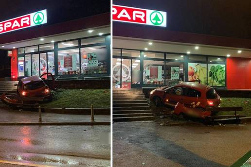 Sletili s ceste, zaustavili se pred Sparom, otišli i ostavili razbijeni auto iz kojeg je treštala glazba