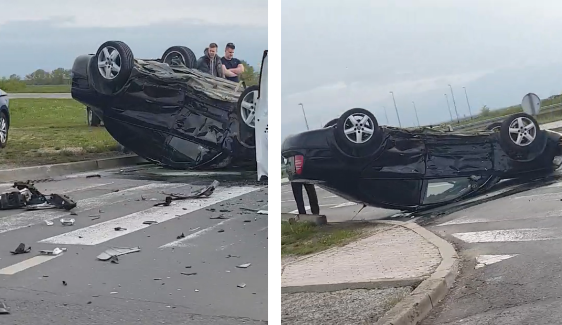 Zagreb: Jedan čovjek ozlijeđen, a auto na krovu nakon sudara