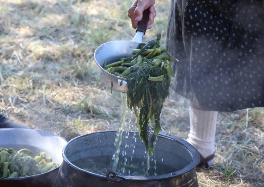 Vodice:Tradicionalni prvosvibanjski piknik u Rakitnici,spremanje divljeg zelja i pulente.