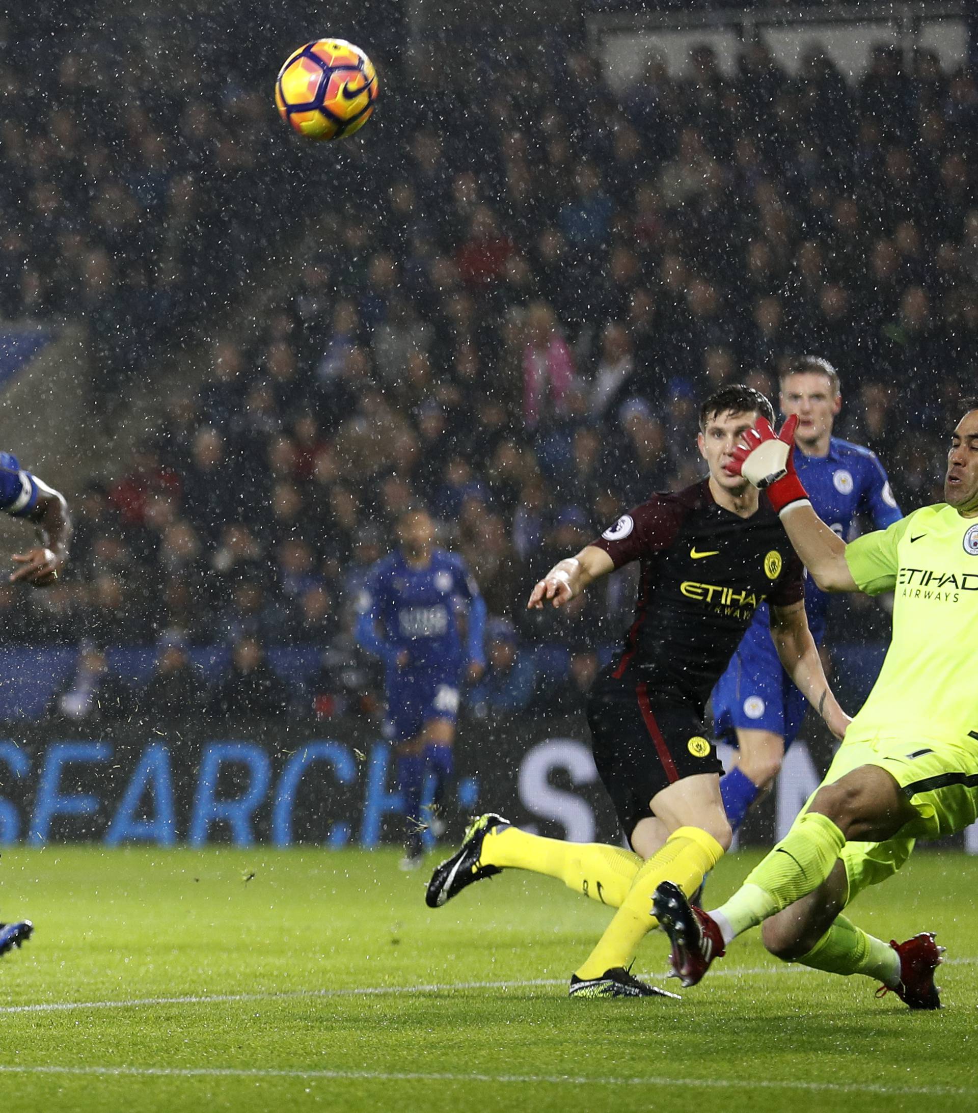 Leicester City's Islam Slimani takes a shot