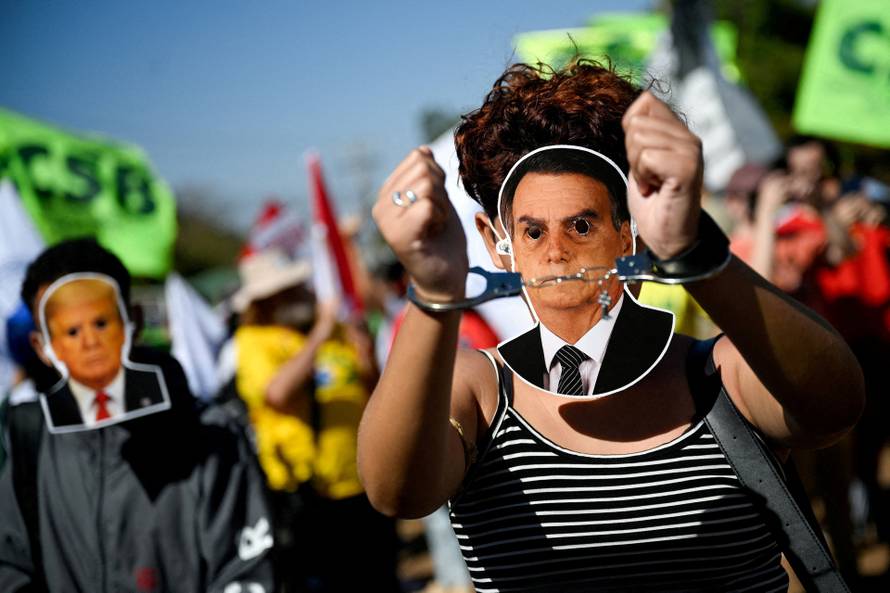 FILE PHOTO: Protest against tariffs on Brazilian goods imposed by U.S. President Trump, in Brasilia