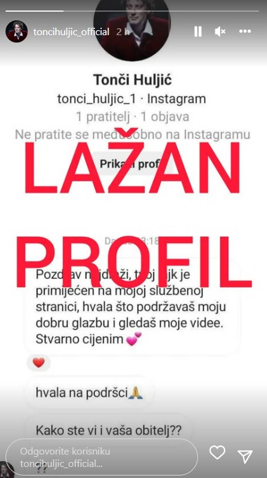 Tončiju Huljiću ukrali identitet, pod njegovim imenom slali poruke drugim korisnicima...