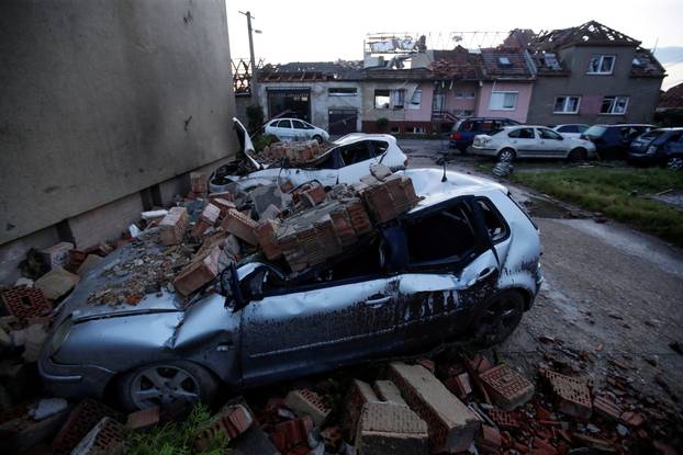 Aftermath of rare tornado in Moravska Nova Ves