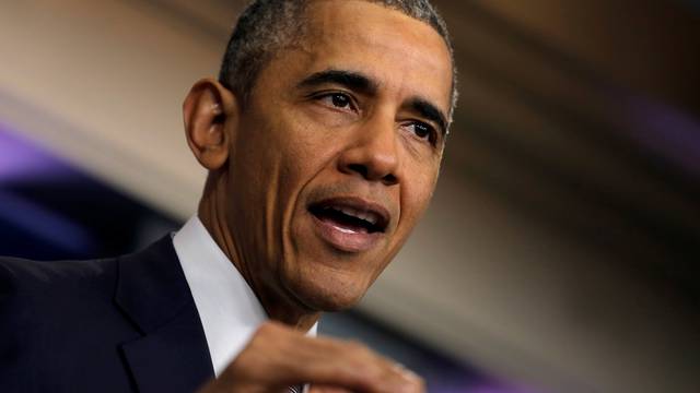 U.S. President Barack Obama delivers a statement on the economy at the press briefing room at the White House in Washington, U.S. 