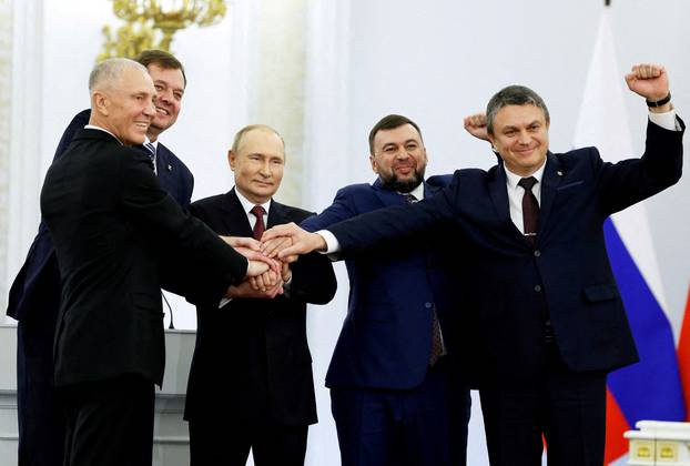 FILE PHOTO: Ceremony to declare Russia's annexation of four Ukrainian territories held in Moscow