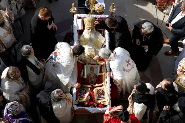 The funeral of Metropolitan Amfilohije Radovic, the top cleric of the Serbian Orthodox Church in Montenegro, in Podgorica