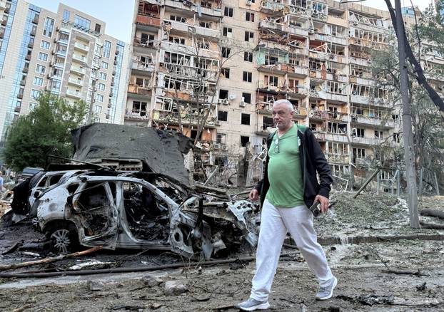 Russian missile and drone strike in Kyiv