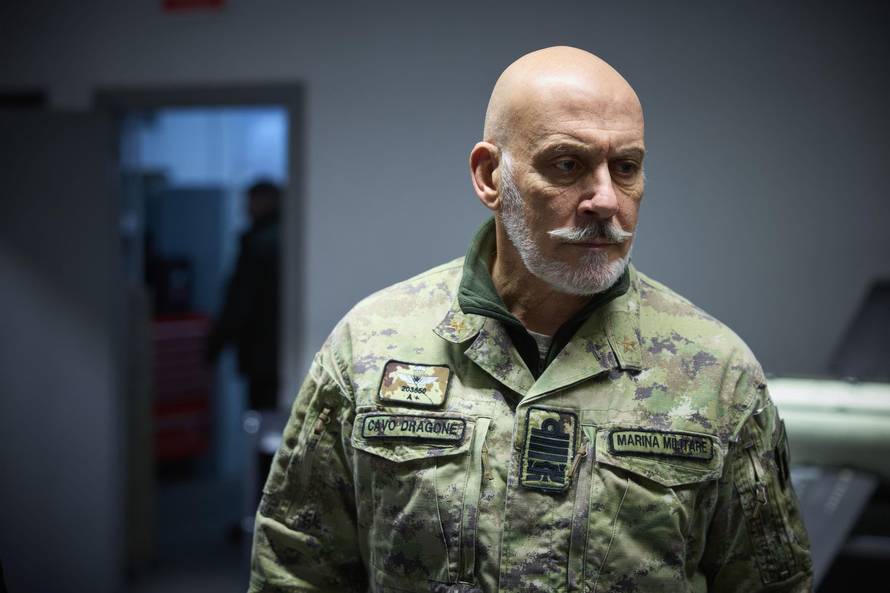 Kyiv, Ukraine. 10th Feb, 2025. NATO Military Committee Chairman Adm. Giuseppe Cavo Dragone, left, inspects Ukrainian long-range drone missile production, February 8, 2025 in Kyiv, Ukraine. Credit: Ukraine Presidency/Ukrainian Presidential Press Office/Ala