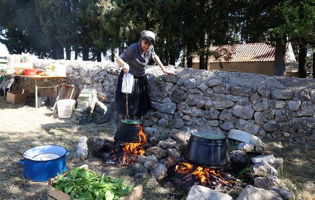 Vodice:Tradicionalni prvosvibanjski piknik u Rakitnici,spremanje divljeg zelja i pulente.