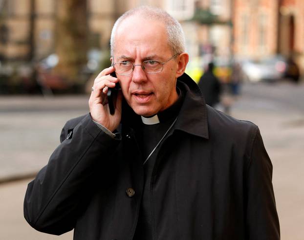 FILE PHOTO: Archbishop of Canterbury Welby arrives at York Minster before a service to consecrate Reverend Libby Lane as the first female Bishop in the Church of England in York