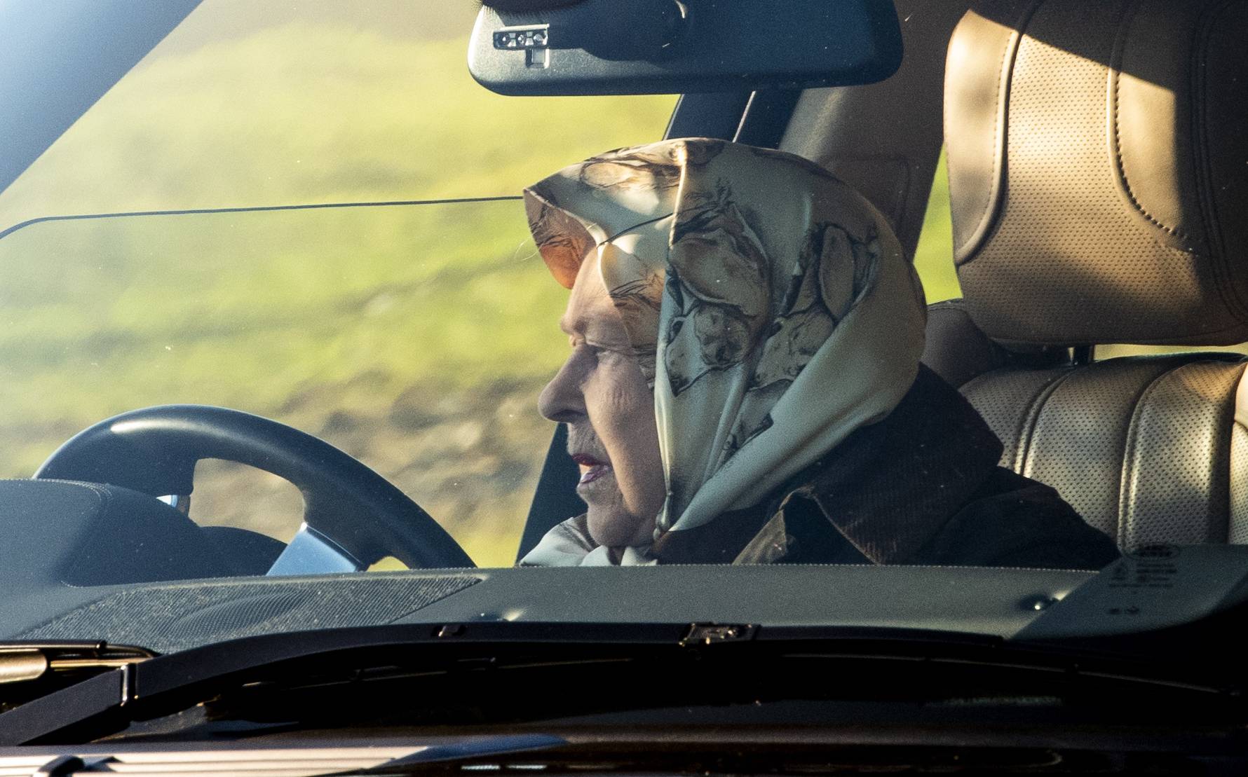 The Queen driving at Sandringham