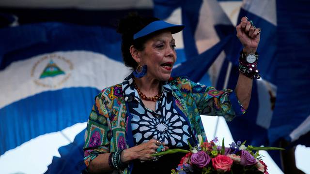 FILE PHOTO: Nicaraguan Vice-President Rosario Murillo sings revolutionary songs during a march called "We walk for peace and life. Justice" in Managua, Nicaragua