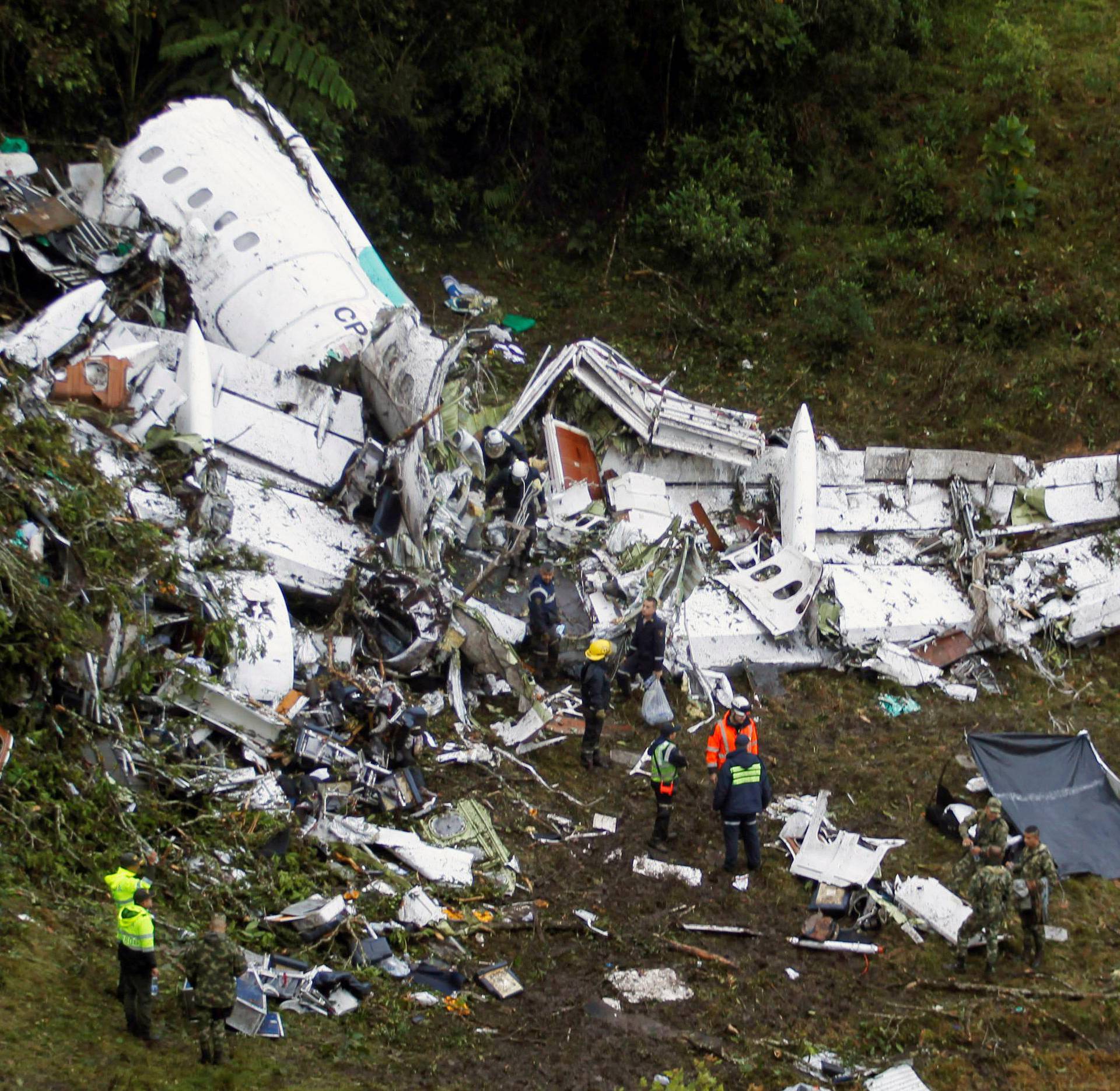 Wreckage from a plane that crashed into Colombian jungle with Brazilian soccer team Chapecoense, is seen near Medellin