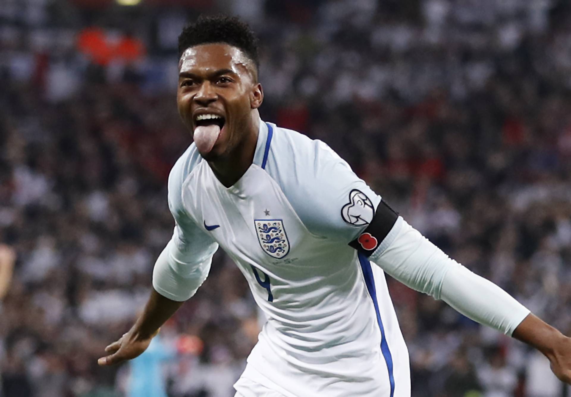 England's Daniel Sturridge celebrates scoring their first goal