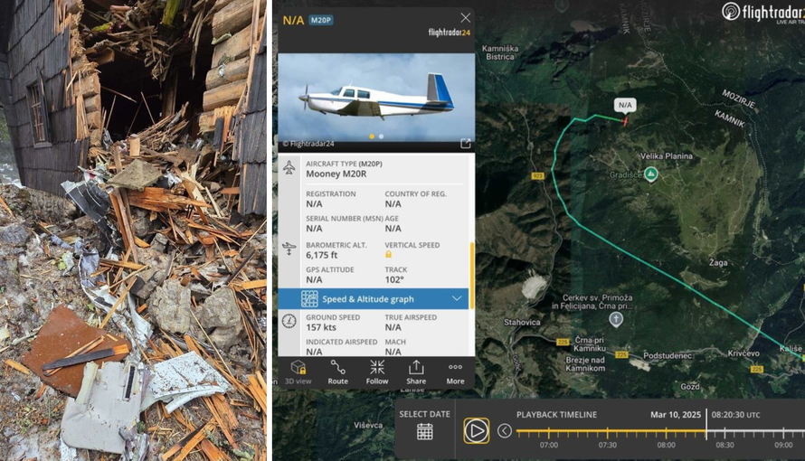 Pronašli dijelove aviona koji je pao u Sloveniji. Pri padu udario u kolibu. Za pilotom se još traga