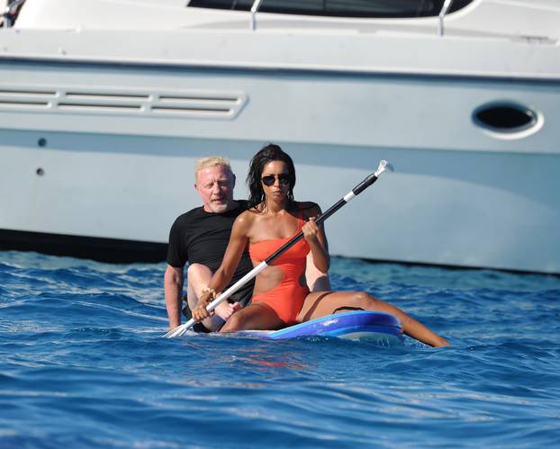 *PREMIUM-EXCLUSIVE* Boris Becker and his new girlfriend Lilian de Carvalho enjoy a day at sea in Formentera. *MUST CALL FOR PRICING*