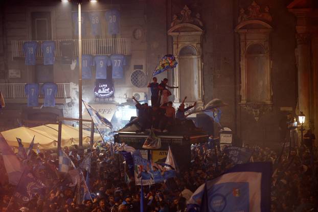 Serie A - Napoli fans celebrate winning Serie A