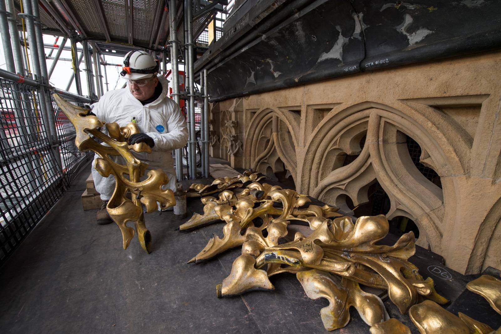 Big Ben clock tower at Westminster Palace restoration in London