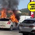 DRAMATI&Ccaron;NA SNIMKA Auto je potpuno izgorio u Veloj Luci!