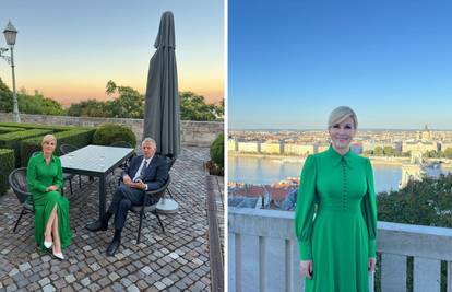 FOTO Kolinda je zabljesnula u zelenoj haljini u Budimpešti