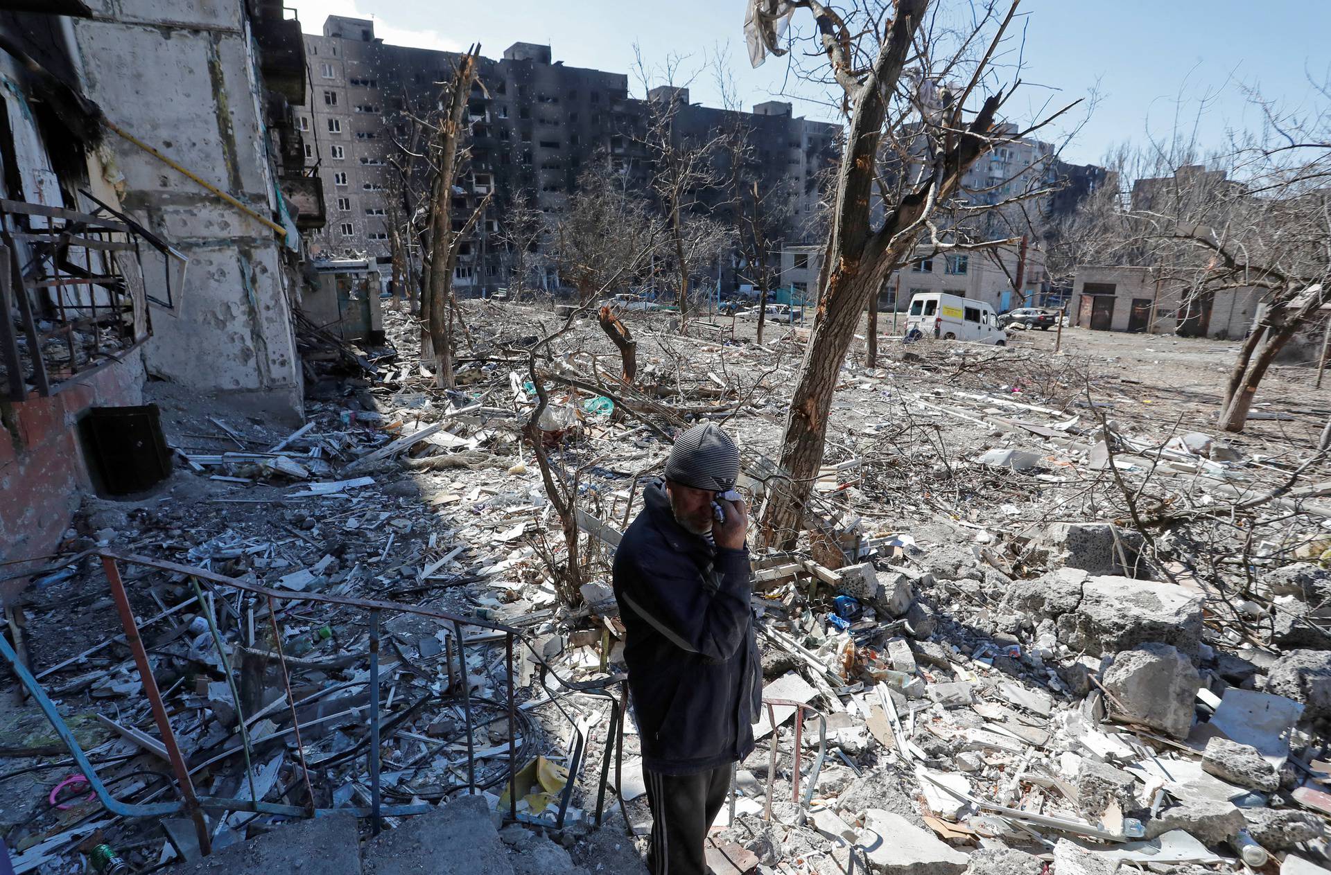 A view shows the besieged city of Mariupol