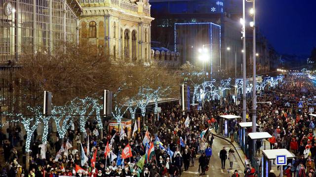 Protest against the new labour law in Budapest