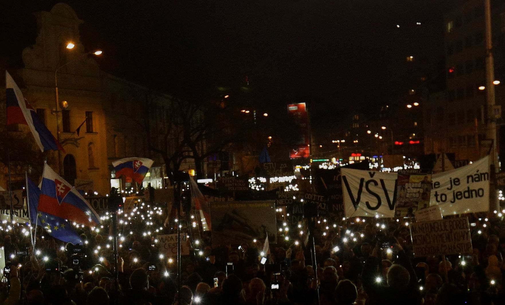 Rally in reaction to the murder of Slovak investigative reporter Jan Kuciak is held in Bratislava