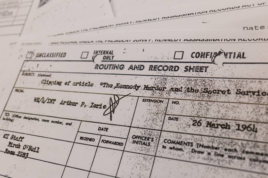 Documents related to the 1963 assassination of President John F. Kennedy released following an order from U.S. President Donald Trump, in Washington D.C.