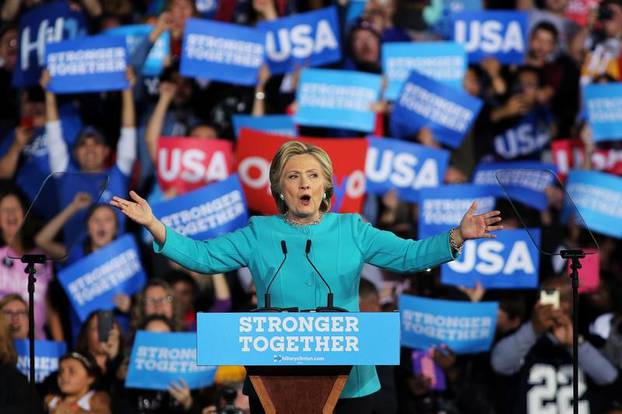 U.S. Democratic presidential nominee Hillary Clinton speaks during a campaign rally in Cleveland, Ohio, U.S.