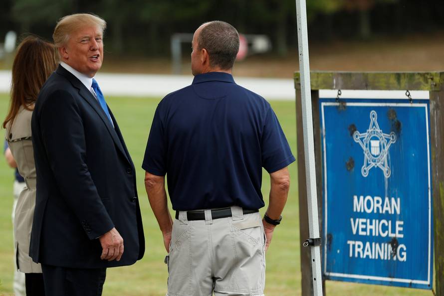 President Donald Trump and First Lady Melania Trump tour the Secret Service training facility in Beltsville, Maryland