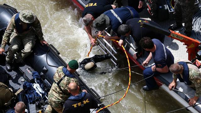 Ship accident on the Danube river in Budapest