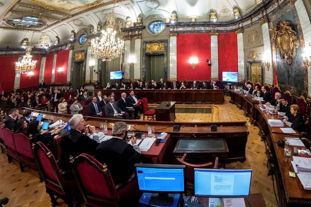 A general view shows the trial of Catalan separatist leaders at Supreme Court in Madrid