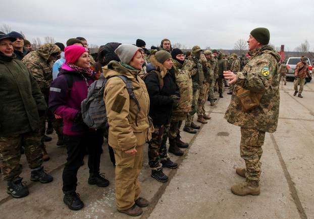 FILE PHOTO: Reservists take part in military exercises outside Kharkiv