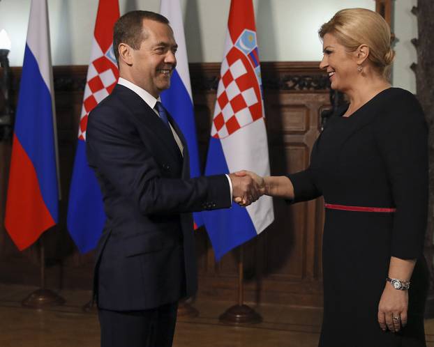 Russian Prime Minister Medvedev meets with Croatian President Grabar-Kitarovic in Moscow