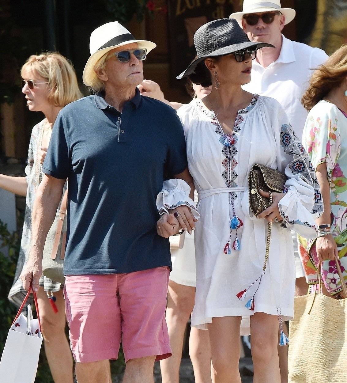 *EXCLUSIVE* *WEB MUST CALL FOR PRICING*  Legendary Hollywood actor Michael Douglas and wife Catherine Zeta on holiday in Portofino