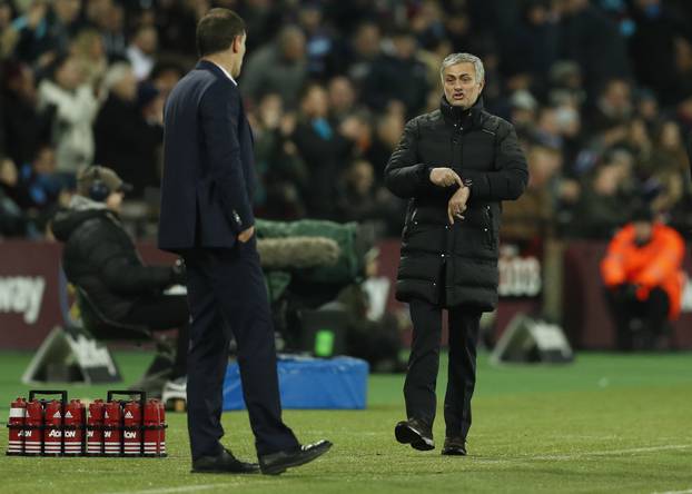 West Ham United manager Slaven Bilic and Manchester United manager Jose Mourinho