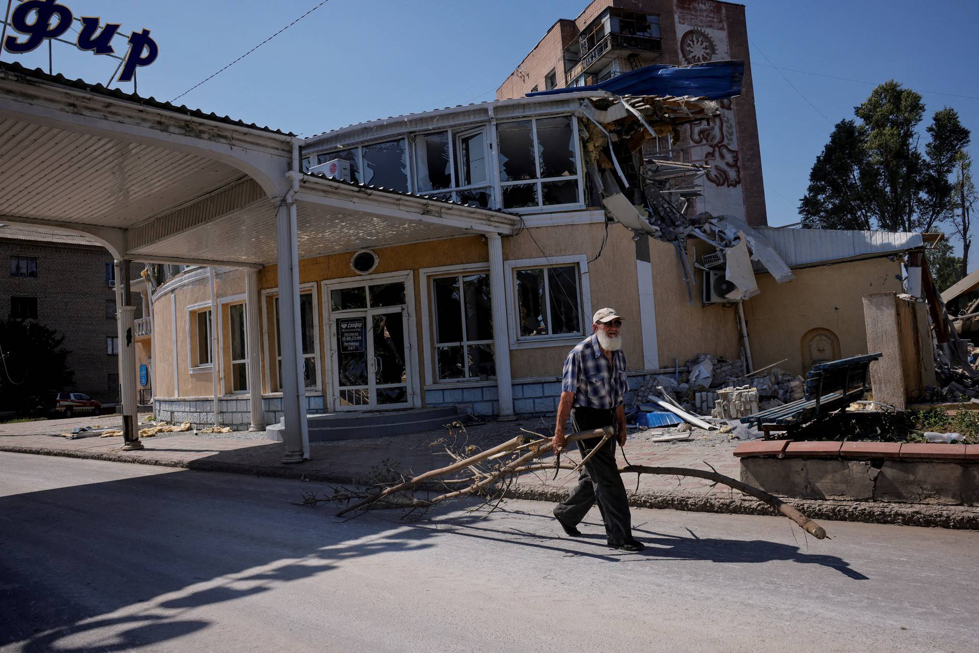 Aftermath of a missile strike that hit hotel in Kramatorsk