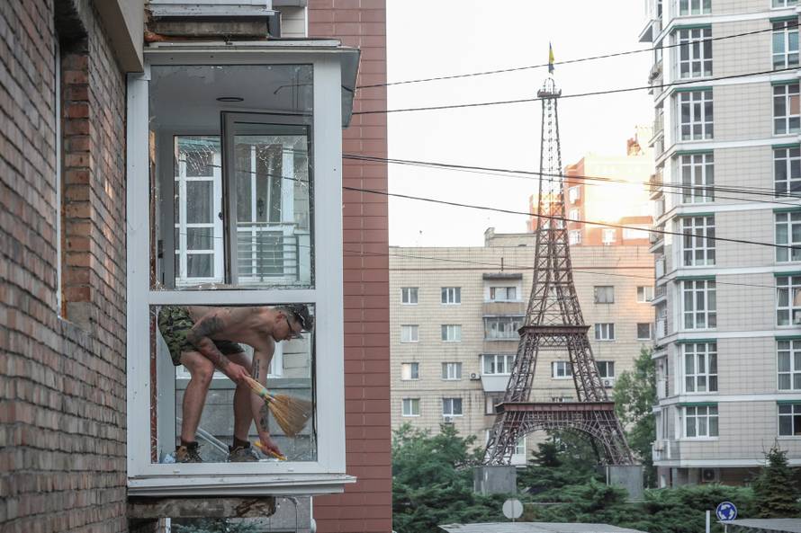 Aftermath of overnight Russian missile and drone strikes, in Kyiv
