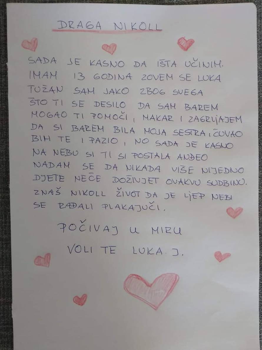 Dječak iz Zagreba napisao je dirljivo pismo umrloj curici: 'Da si barem bila moja sestra...'