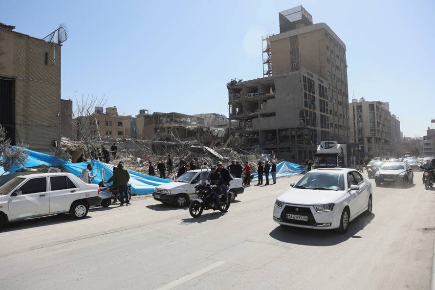 Aftermath of an Israeli and the U.S. strike on a police station in Tehran