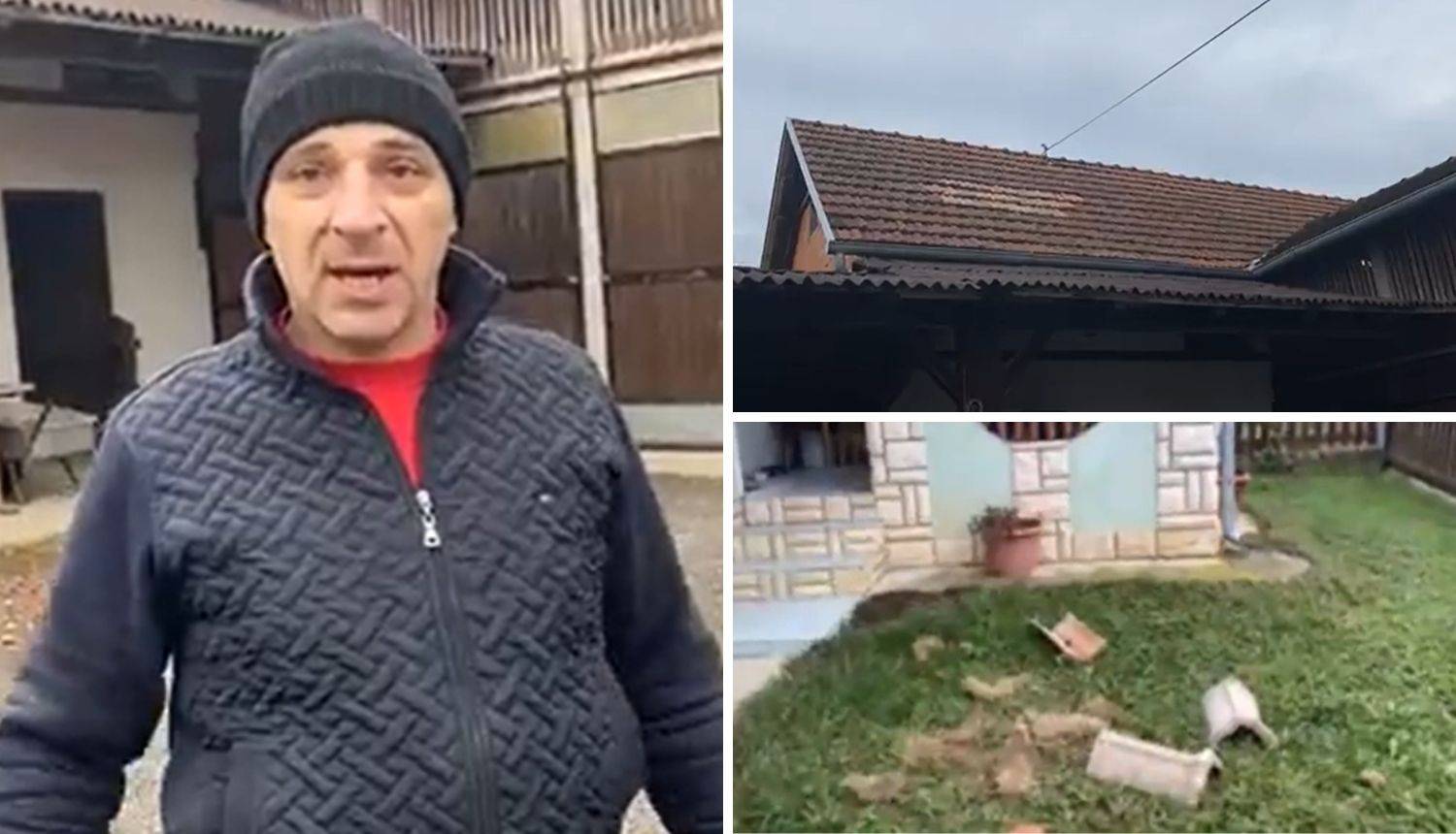 'Istrčali smo bosi na dvorište i počeo je crijep padati. Malo je falilo da padne na mene i ženu'