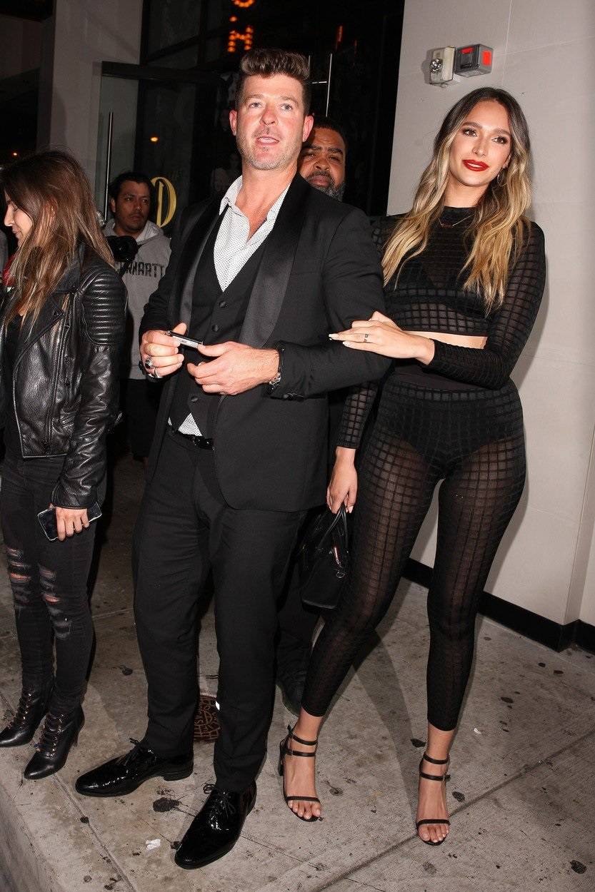 Robin Thicke and his girlfriend April Love Geary are spotted leaving Catch LA Restaurant arm in arm  after having dinner